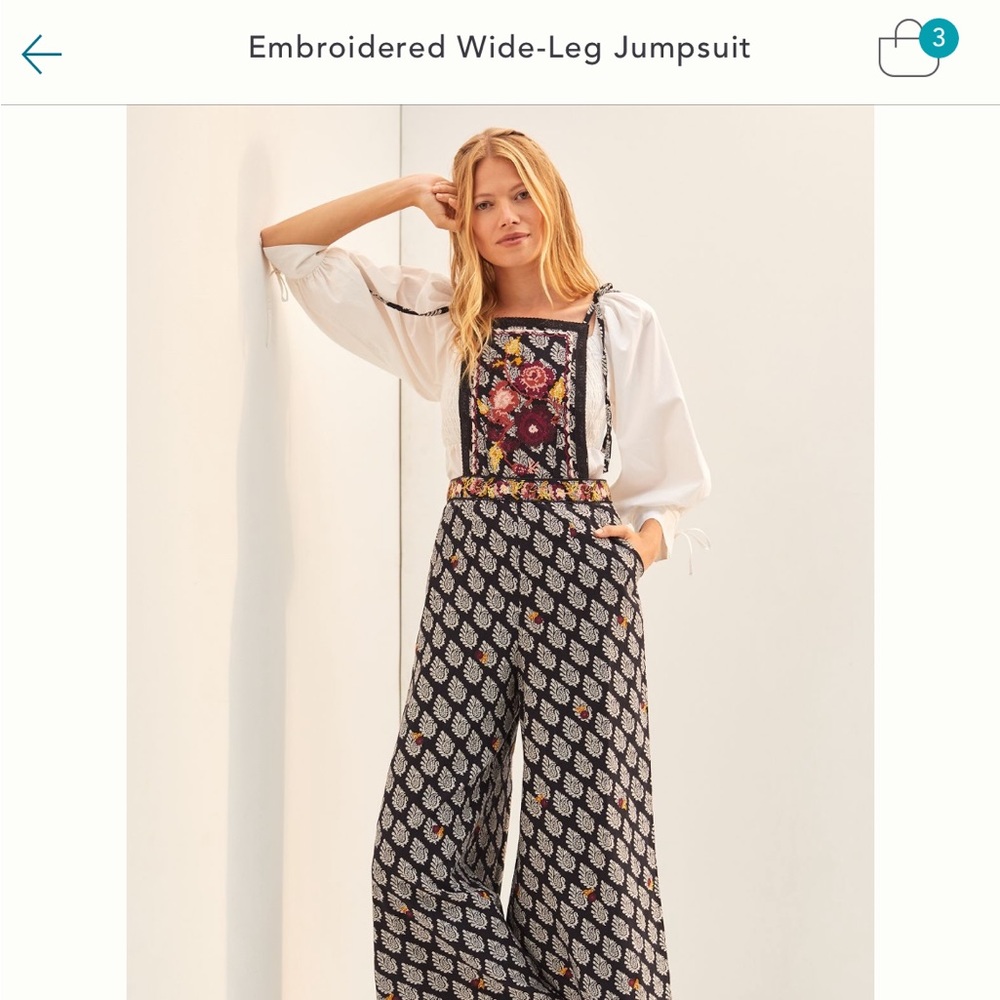 ISO this Anthropologie wide leg embroidered jumper